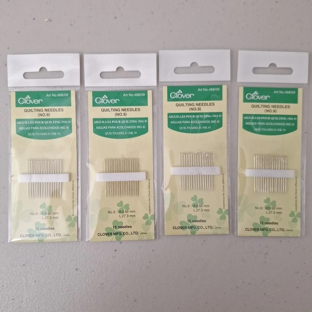 Clover Quilting Needles No. 9 (15 per pack) Art No. 468/09, Set Of 4, JAPAN
